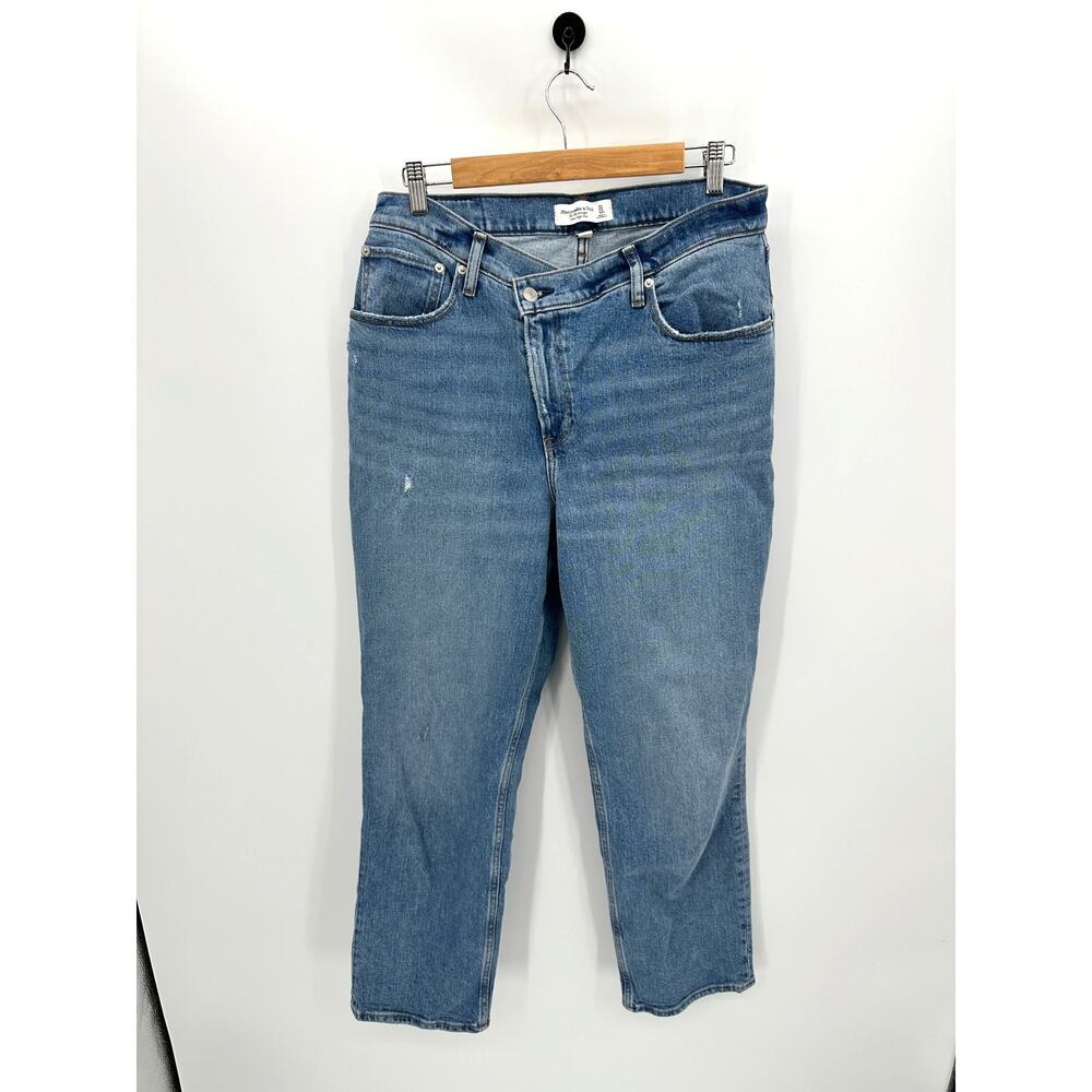 Abercrombie The 90s Straight Ultra High Rise Curve‎ Love Jeans 12S Blue Stretch
